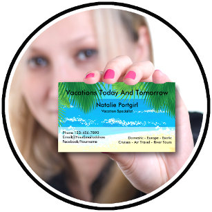 Cartão De Visita Tema Tropical Especialista do Agente viagem