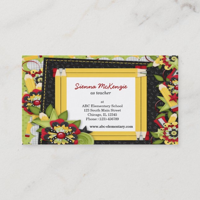 Cartão De Visita Temas escolares (Frente)