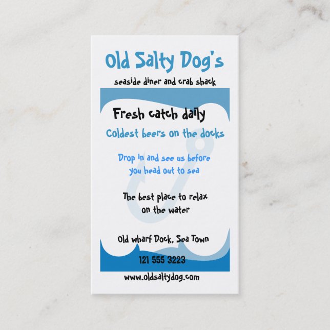 Cartão de visita temático do mar (Frente)