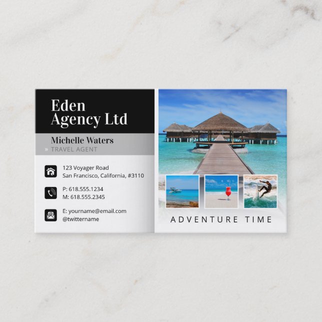 Cartão De Visita Tempo de Aventura | Turismo | Agente Viagem (Frente)