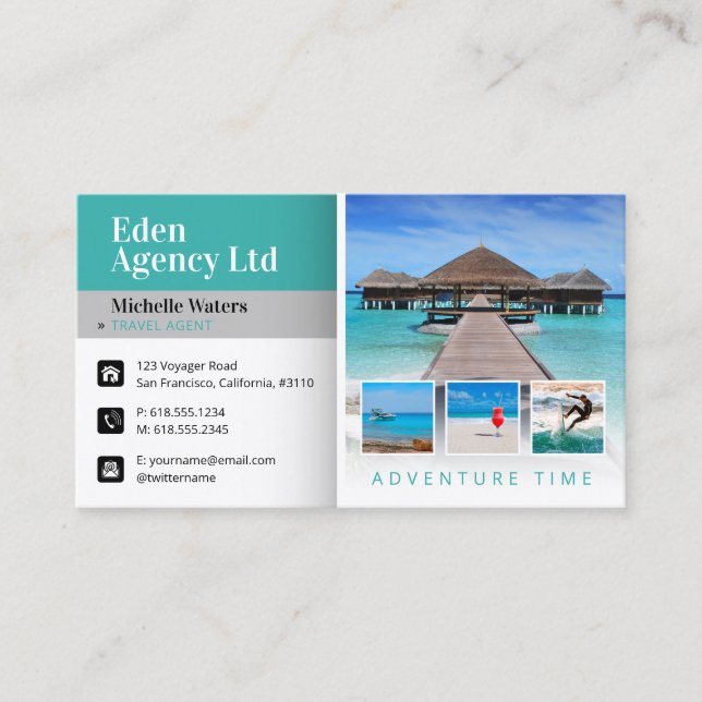 Cartão De Visita Tempo de Aventura | Turismo | Agente Viagem (Frente)