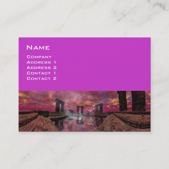 Cartão De Visita TEMPOS DE ÁGUA, Fúcsia Roxa (Frente)