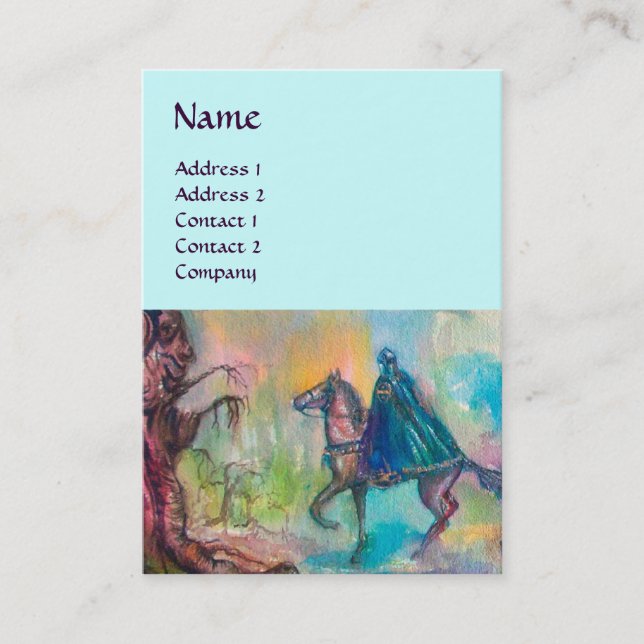 Cartão De Visita TEMPTAÇÃO ESCURA KNIGHT MONOGRAMA Azul Teal (Frente)