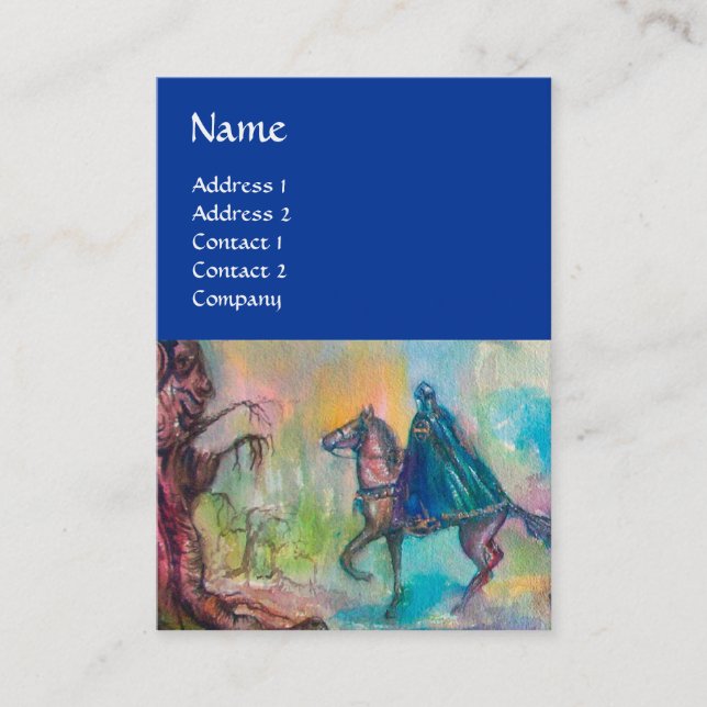 Cartão De Visita TEMPTAÇÃO ESCURA KNIGHT MONOGRAMA Brilho Azul (Frente)