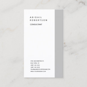 Cartão De Visita Tendência Branca de Cinzas Simples Vertical Minima