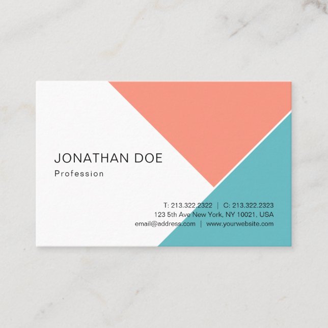 Cartão De Visita Tendência Cores Simples Modelo de Design moderno (Frente)