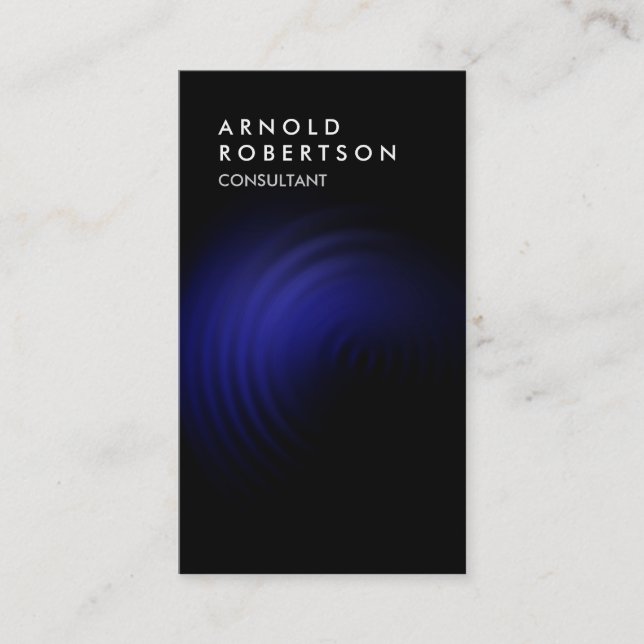 Cartão De Visita Tendência da Qualidade de Preto Vertical Azul (Frente)