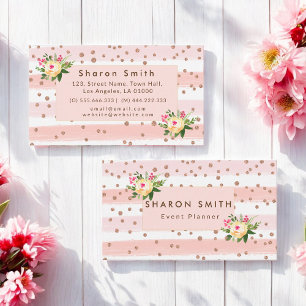 Cartão De Visita Tendência de Confetti Dourado com Rosa de Lantern