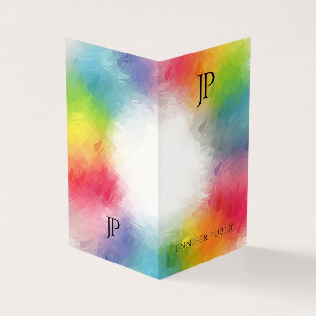 Cartão De Visita Tendência de Modelo Moderna Elegante Monograma Col (Exterior)