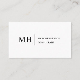 Cartão De Visita Tendência de Monograma Branco Elegante Moderno