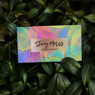 Cartão De Visita Tendência Dourada de Brilho Moderno Chic Colorida