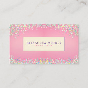 Cartão De Visita Tendência Holográfica Cor-de-Rosa para o Fundo da