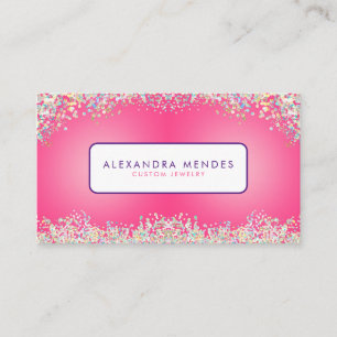 Cartão De Visita Tendência Holográfica Cor-de-Rosa para o Fundo da