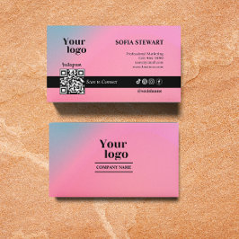 Cartão De Visita Tendência Holograma Digitaliza Para Conectar Ícone