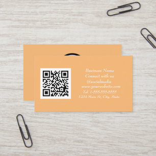 Cartão De Visita Tendência Laranja Digitalizável de Código QR de mí