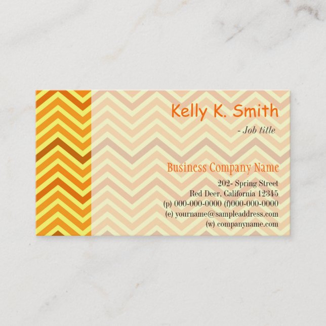 Cartão De Visita Tendência moderna, brilhante e ensolarado chevron  (Frente)