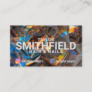 Cartão De Visita Tendência Moderna Colorida de Cristal Holográfic