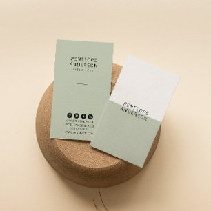 Cartão De Visita Tendência Moderna de Boho Moderna Neutral Verde Ch