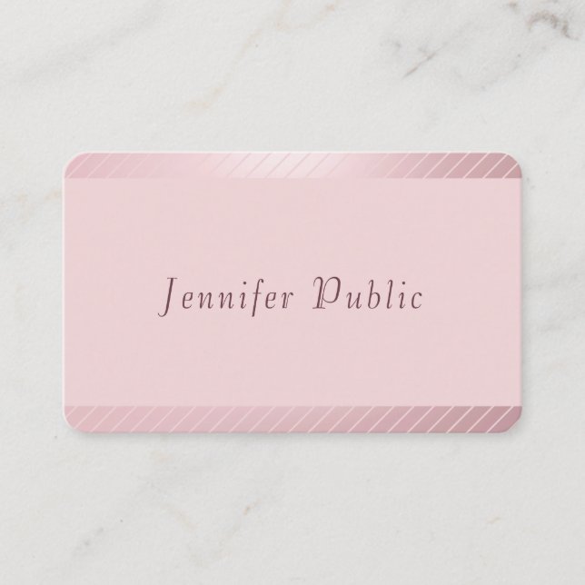 Cartão De Visita Tendência Moderna Elegante Dourada com Rosa person (Frente)