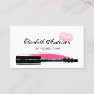 Cartão De Visita Tendência Rosa e Cosmetologia Negra Mascara