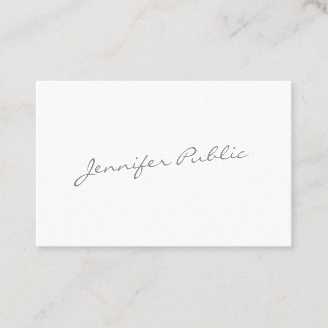 Cartão De Visita Tendência Simples Elegante Moderna de Script Calig (Frente)