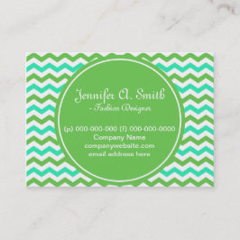 Cartão De Visita Tendência, verde legal e ziguezague azul-aqua