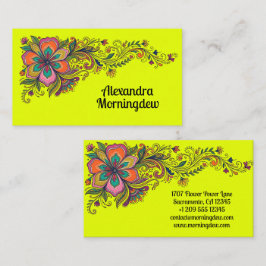 Cartão De Visita Tendrilhos de Flor Poderosa Retro Borda 6 + seu te