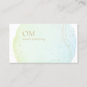 Cartão De Visita Tendy Abstrato Ombre Watercolor com Acentos Dourad