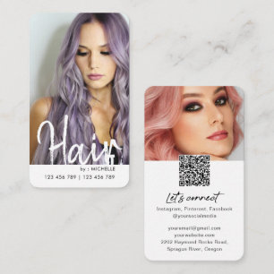 Cartão De Visita Tendy Modern Chic Hair Na moda do código QR