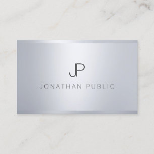 Cartão De Visita Tendy Silver Modelo Elegante Monograma Moderno