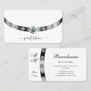 Cartão De Visita Tendy White e Silver com Ouros Monogramados