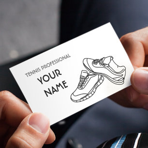 Cartão De Visita Tênis Instrutor Simples - Branco Preto Minimalista