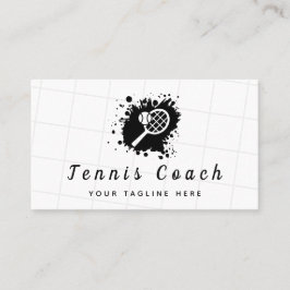 Cartão De Visita Tênis Racket Ink Splash Black & White Coach Club