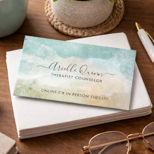 Cartão De Visita Terapeuta Conselheiro Aquarela Abstrata Serena