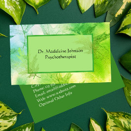Cartão De Visita Terapeuta Conselheiro Verde Azul Natureza Frondoso