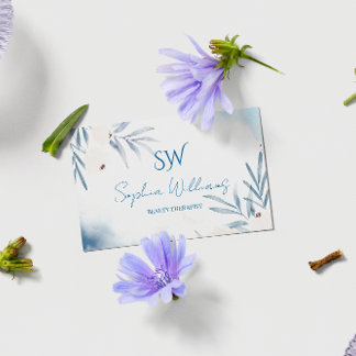 Cartão De Visita Terapeuta de Beleza com Aquarela Elegante com Códi