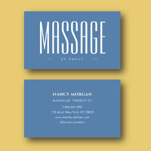 Cartão De Visita Terapeuta de Massagem Azul Poeirento 