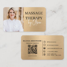 Terapeuta de Massagem Dourada Código QR Spa de Bem