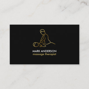 Cartão De Visita Terapeuta de Massagem Dourada Spa Massagista
