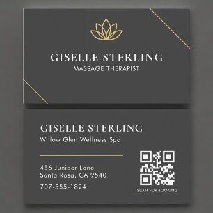 Cartão De Visita Terapeuta de Massagem Elegant Spa & Wellness Códig