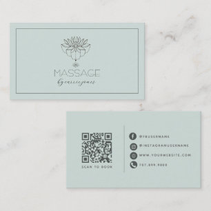 Cartão De Visita Terapeuta de Massagem Lótus Verde Suave