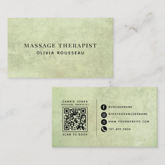 Cartão De Visita Terapeuta de Massagem Moderna Verde Salvia