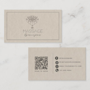 Cartão De Visita Terapeuta de Massagem Neutro Moderno Flor de Lótus