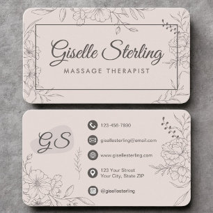 Cartão De Visita Terapeuta de Massagem Rosa Floral