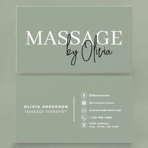 Cartão De Visita Terapeuta de Massagem Sage Verde 