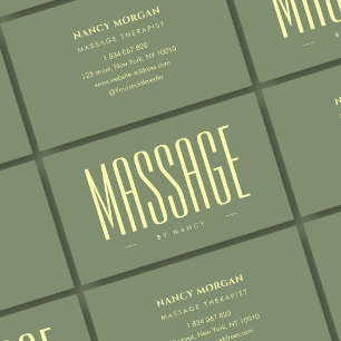 Cartão De Visita Terapeuta de Massagem Sage Verde 