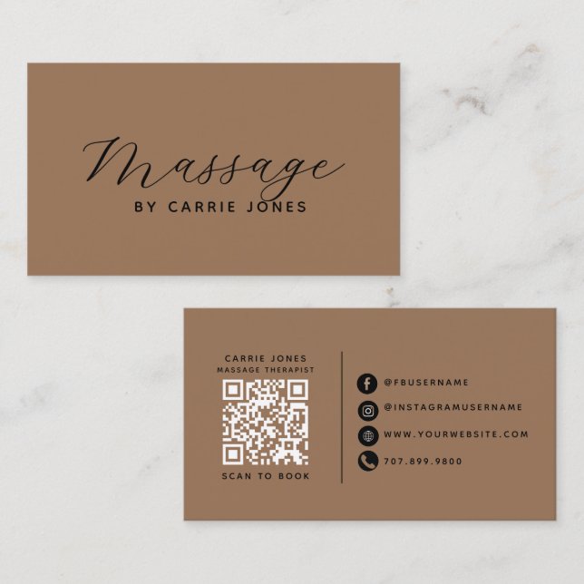 Cartão De Visita Terapeuta de Massagem Simples (Frente/Verso)