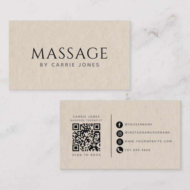 Cartão De Visita Terapeuta de Massagem Simples (Frente/Verso)