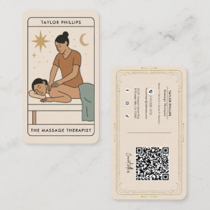 Cartão De Visita Terapeuta de Massagem Tarot QR Mídia Social