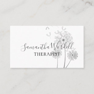 Cartão De Visita Terapeuta Elegante Flores Ilustradas Ao Vento